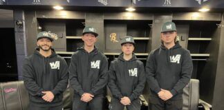 
			
				                                The Wyoming Area baseball team was represented at the second annual Bill Howerton Baseball and Softball Media Day by: coach Rob Lemoncelli, Dominic Donati, Jeremy Layland and Tom Carlin.
 
			
		