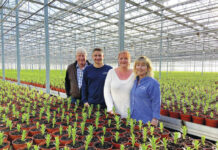 
			
				                                Some members of the van Hoekelen family at van Hoekelen Greenhouses Inc. near Hazleton. From left, are: Cok van Hoekelen, two of his children — Alex van Hoekelen and Lori Bowser — and wife Lori, who is the owner and CEO of the business that opened in 1988.
                                 Submitted photo

			
		